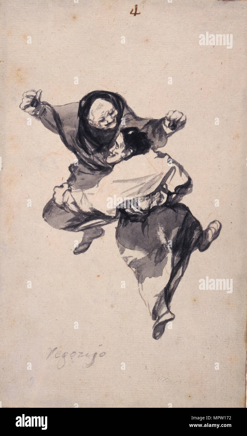 Liesse (Regozijo). Album de sorcières et de vieilles femmes, ca 1820. Banque D'Images