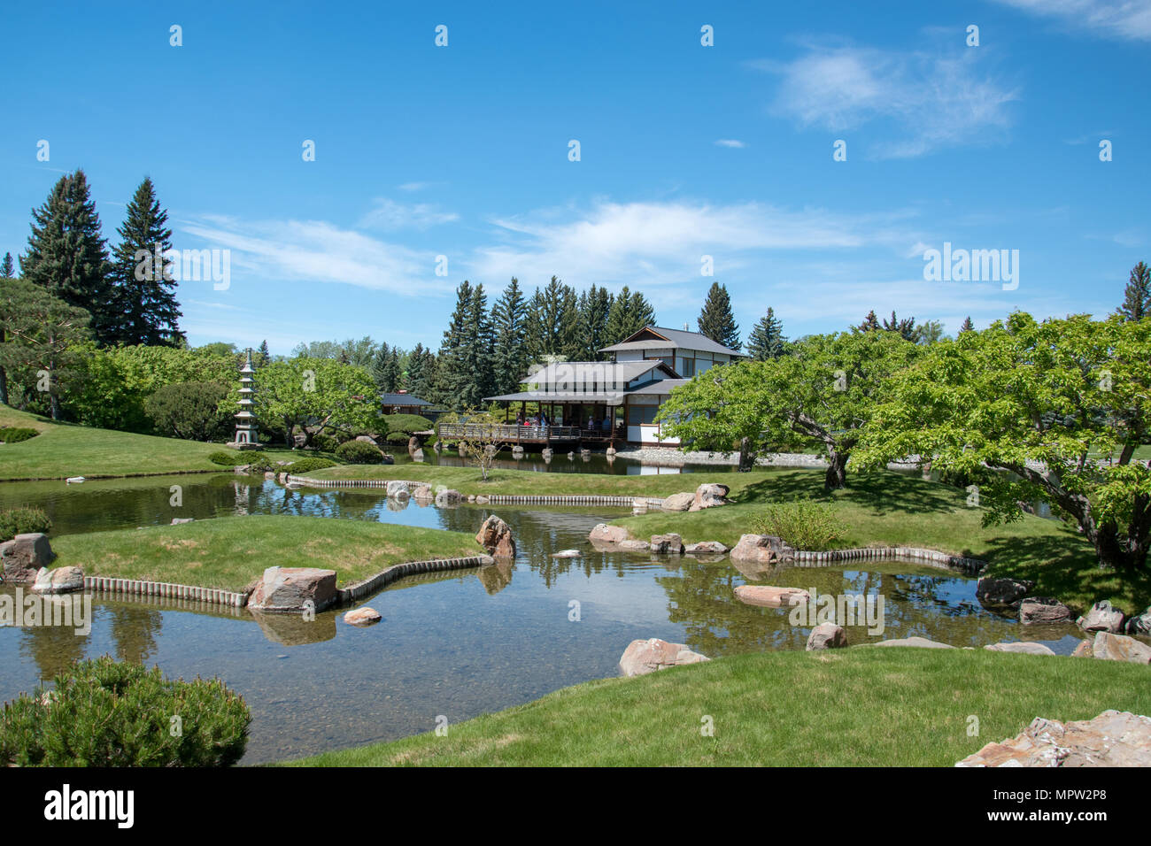Pavillion modelée sur une maison de thé dans le jardin japonais Nikka Yuko à Lethbridge, Alberta a ouvert ses portes en 1967. Tous les composants ont été construites à Kyoto, au Japon, et r Banque D'Images