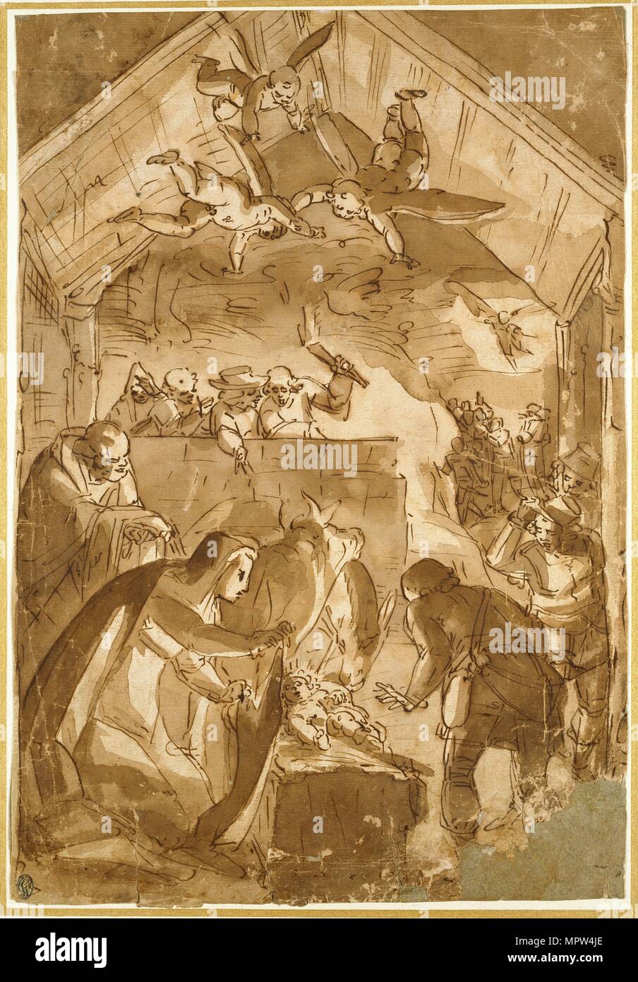 La nativité, milieu du 16ème siècle. Artiste : Luca Cambiaso. Banque D'Images