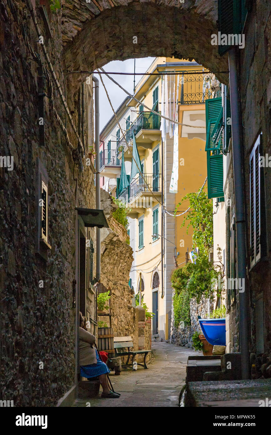 Via Serra, Corniglia, Cinque Terre, ligurie, italie Banque D'Images