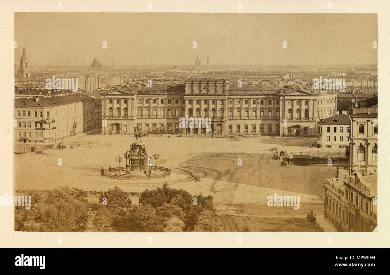 Le palais Mariinsky (Marie Palace) sur la la Place St Isaac à Saint-Pétersbourg, 1874. Banque D'Images