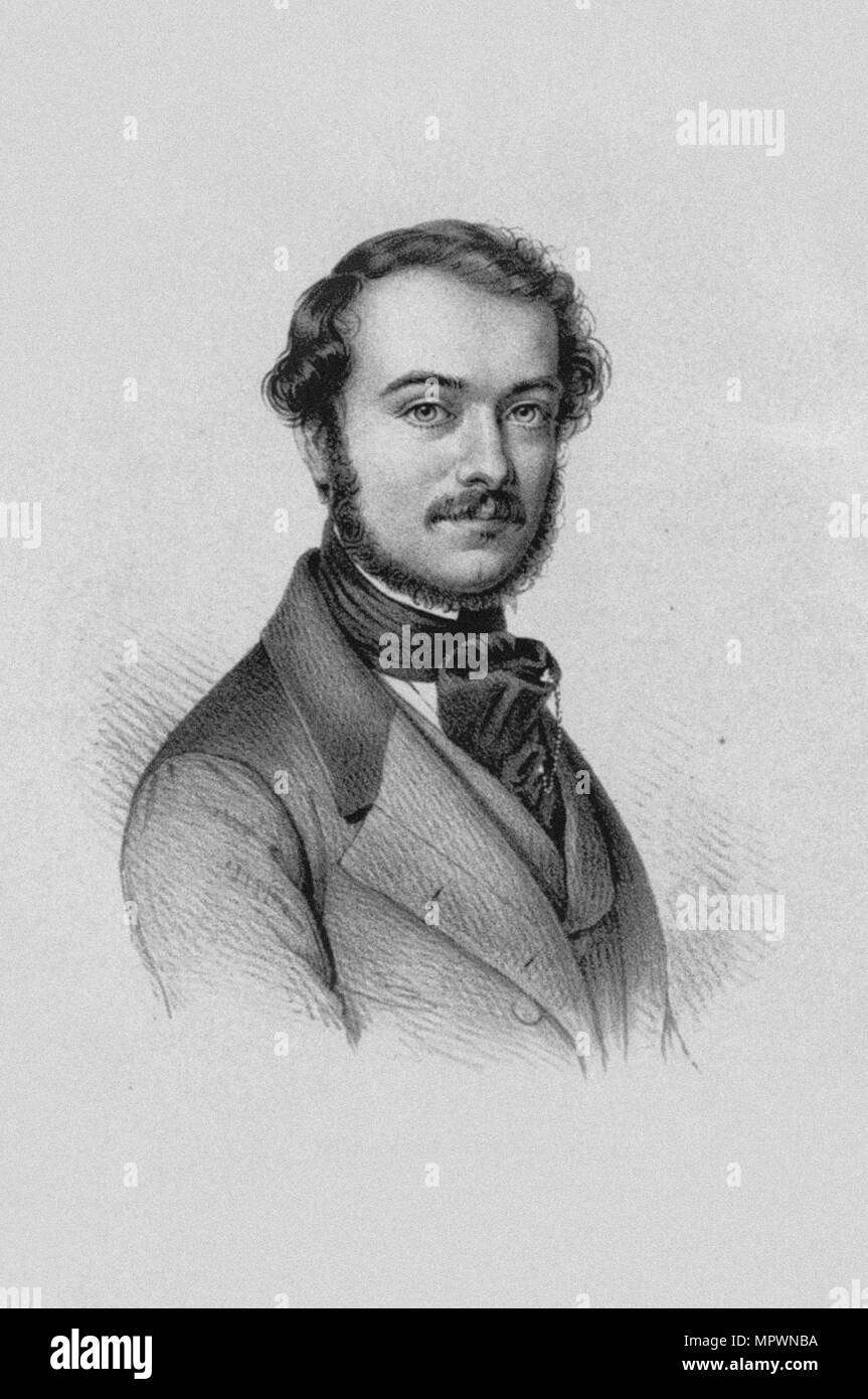 Portrait du violoniste et compositeur Antonio Bazzini (1818-1897), 1840. Banque D'Images