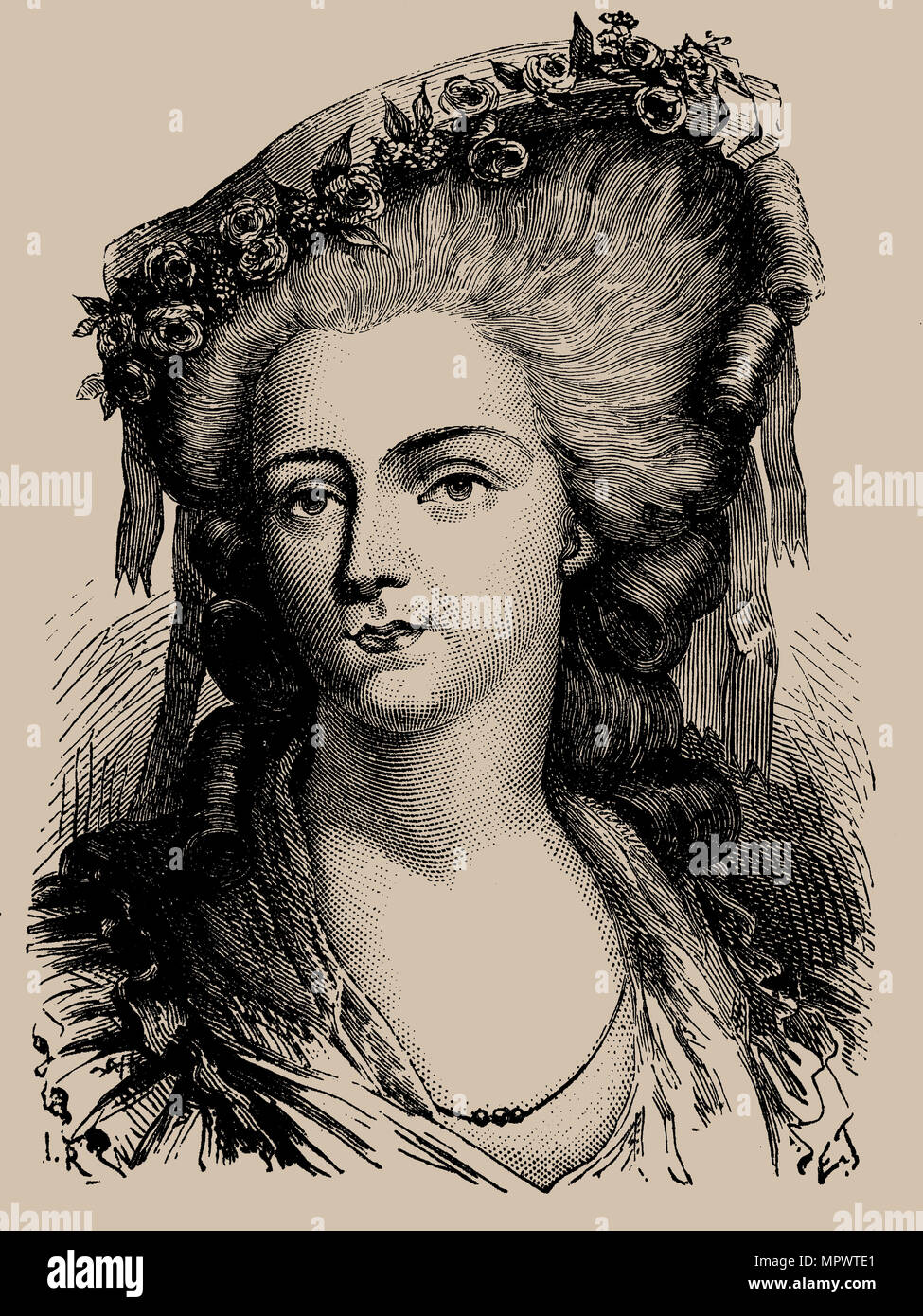 Portrait de Marie Louise de Savoie (1749-1792), la princesse de Lamballe, 1889. Banque D'Images
