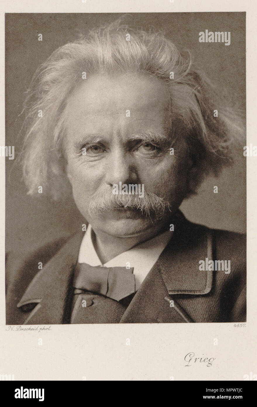 Portrait du compositeur Edvard Grieg (1843-1907), . Banque D'Images