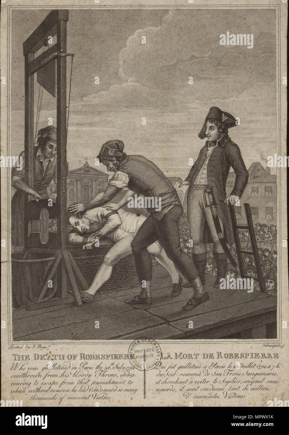 L'exécution de Robespierre le 28 juillet 1794, 1794. Banque D'Images