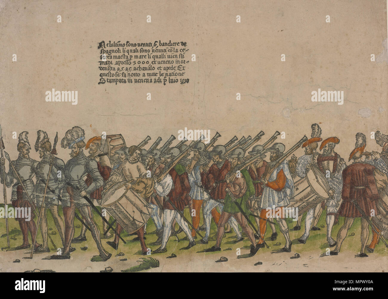 Procession cérémonielle à Bologne le 5 novembre 1529, à l'occasion du couronnement de Charles V par Po Banque D'Images