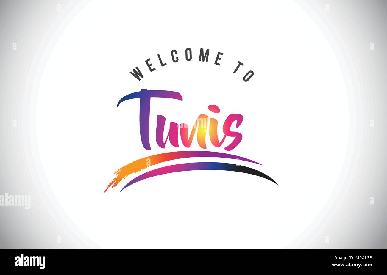 Message de bienvenue de Tunis en violet vibrant des couleurs modernes Vector Illustration. Illustration de Vecteur
