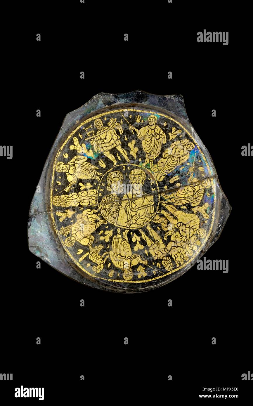Fragment de verre, 3ème -4ème siècle. Artiste : Inconnu. Banque D'Images