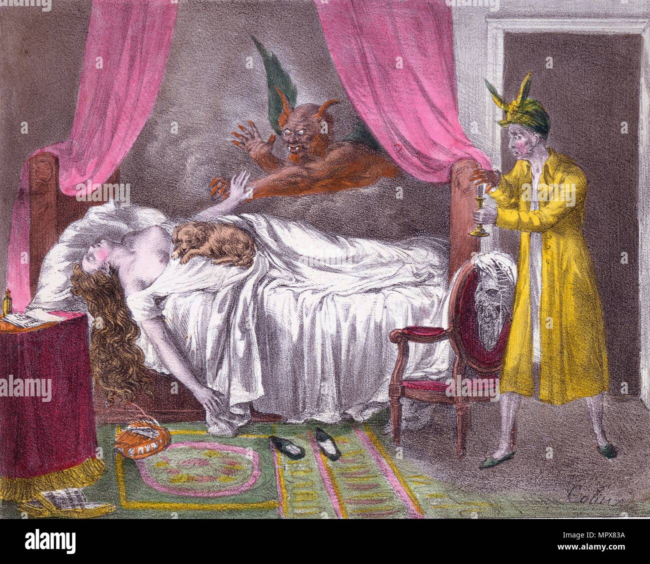 Le cauchemar, à partir de l'album comique, pub. (1825) gravure colorée à la main Banque D'Images