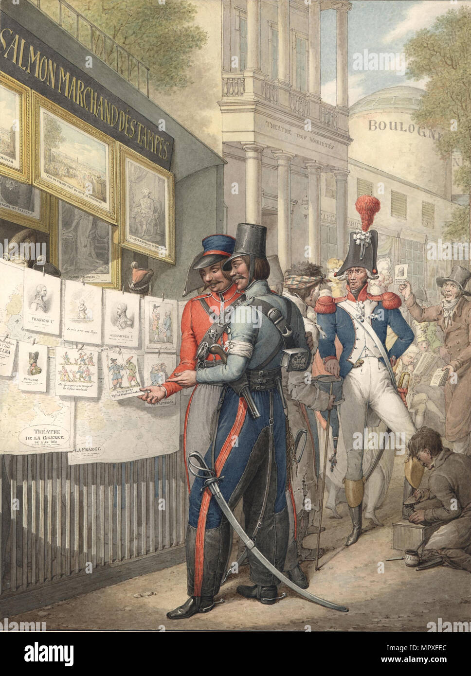 Les cosaques russes à Paris, 1914, 1814-1815. Banque D'Images