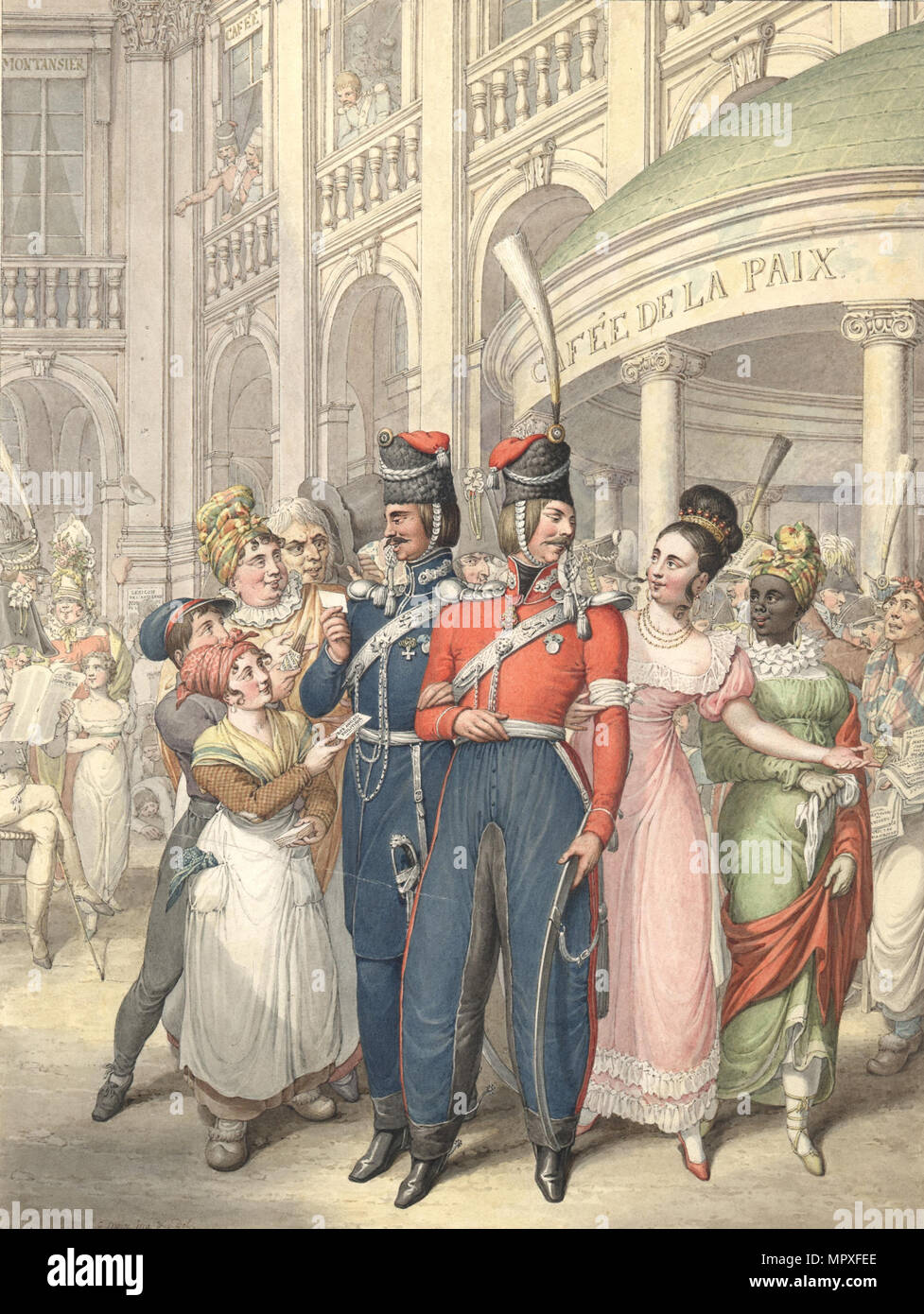 Les cosaques russes à Paris, 1914, 1814-1815. Banque D'Images