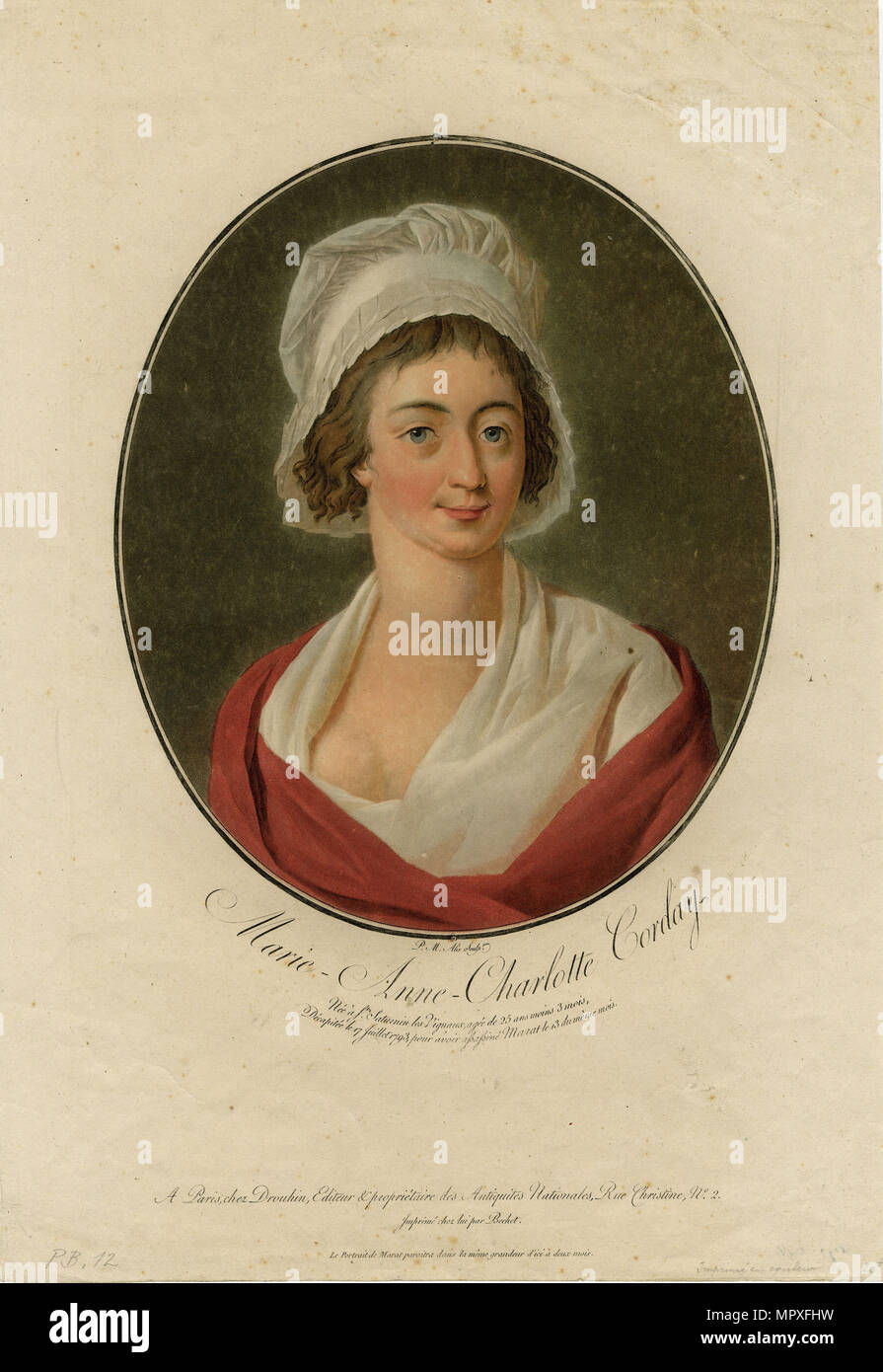 Portrait de Charlotte Corday (1768-1793), 1793. Banque D'Images