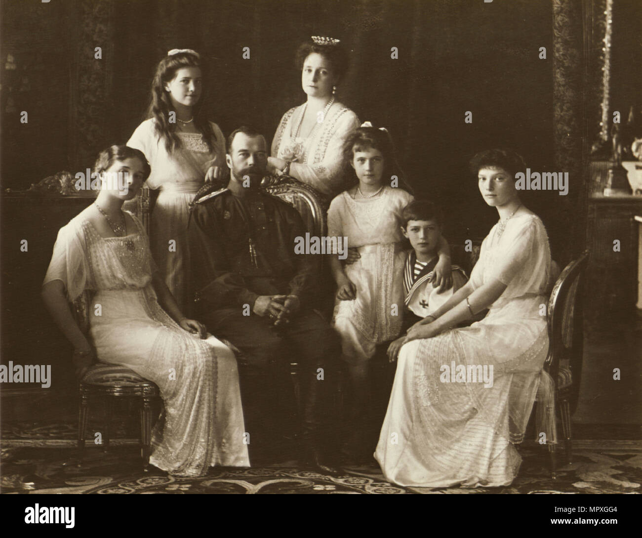 La famille du tsar Nicolas II de Russie, en 1914. Banque D'Images