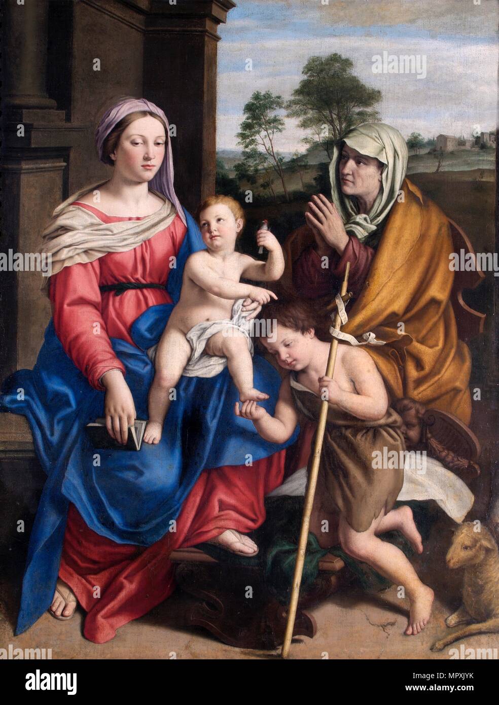 "La Vierge et l'Enfant avec sainte Elisabeth et le taux de St Jean', 17e siècle. Artiste : Giovanni Battista Salvi da Sassoferrato. Banque D'Images