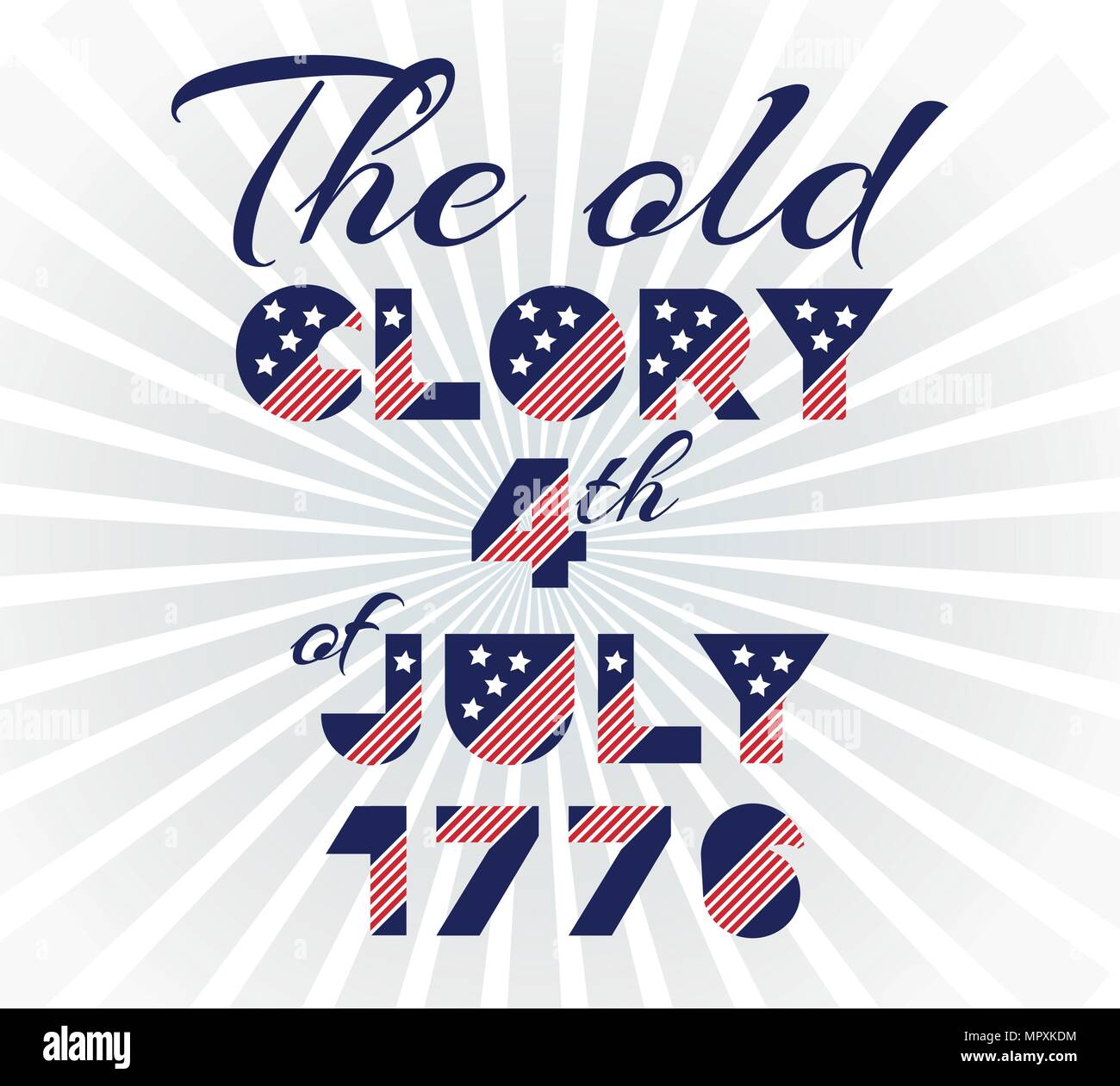 Slogan pour la célébration d'impression vecteur conception dans le style vintage sur fond blanc avec le texte de l'ancienne gloire 4 Juillet 1776 Illustration de Vecteur