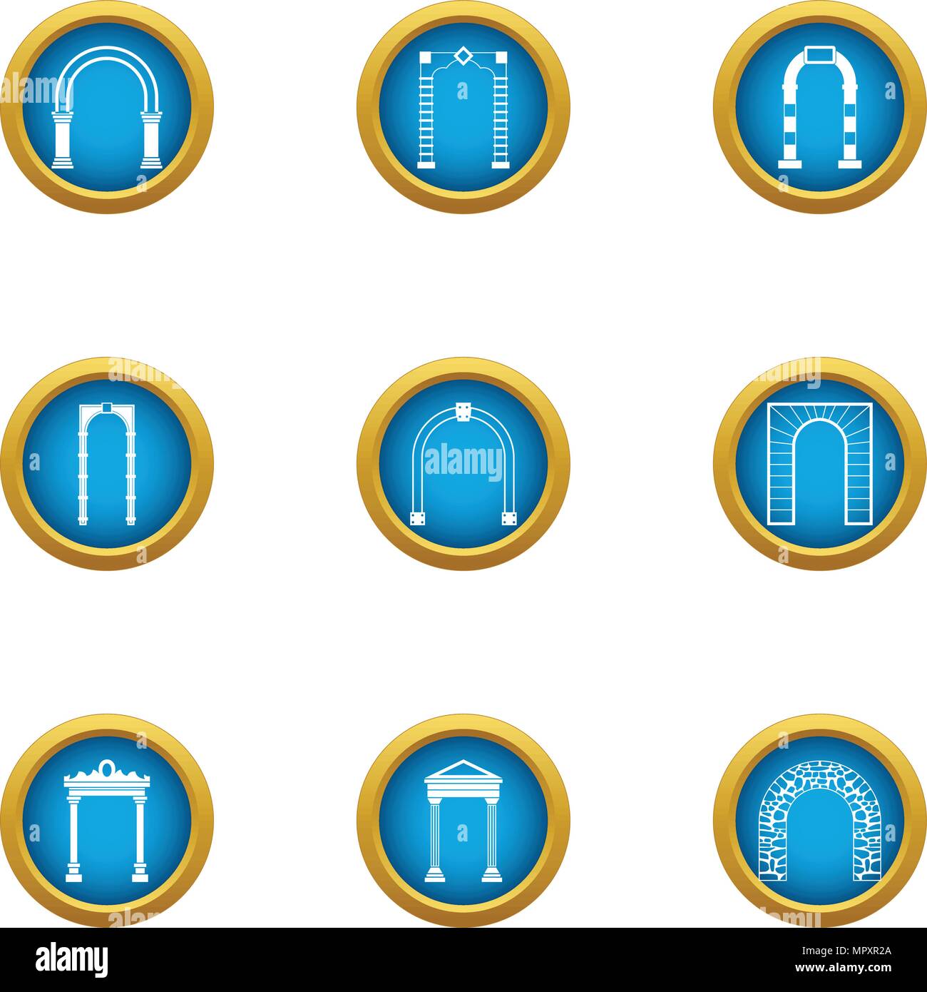 Arch cas icons set, style plat Illustration de Vecteur