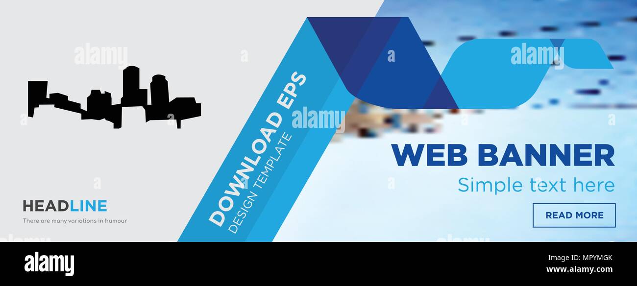 Concept ciel boston page web Template design bannière horizontale sur fond abstrait avec télévision vectorielles moderne d'icône et de formes géométriques Illustration de Vecteur