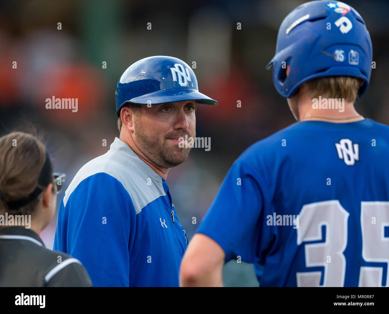 23 mai 2018 : La Nouvelle Orléans au cours de l'Entraîneur 2018 Southland Conference Championships. Jeu 3 New Orleans vs Sam Houston à Constellation Field Sugar Land, Texas. N°8 New Orleans Privateers suspendu le no 1 Sam Houston State 4-3 en 10 manches, quelque chose de la s'est pas produit depuis 2015 Banque D'Images