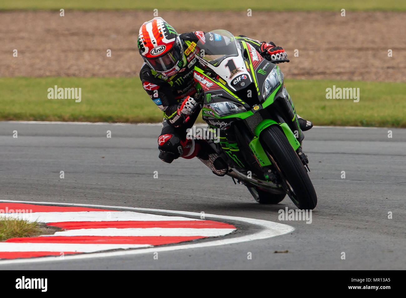 Le circuit de Donington Park, Derby, Royaume-Uni. 25 mai, 2018. World Superbikes, Prosecco DOC UK Journée 6 Vendredi, la pratique libre, de Jonathan Rea équitation une Kawasaki Racing Team Kawasaki ZX-10RR WorldSBK : Action Crédit Plus Sport/Alamy Live News Banque D'Images