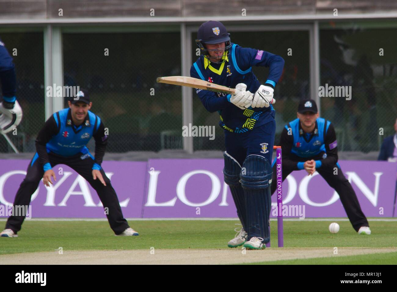 Gosforth, Angleterre, 25 mai 2018. Cameron au bâton en acier de Durham contre dans le Worcestershire Royal London un jour match à Roseworth Terrasse. Crédit : Colin Edwards/Alamy Live News. Banque D'Images