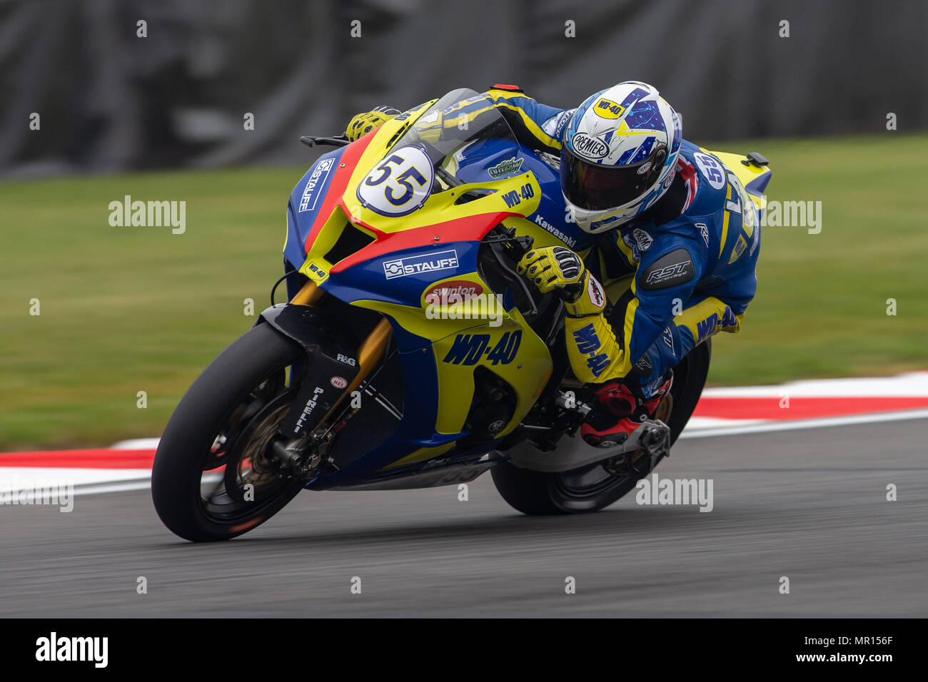 Le circuit de Donington Park, Derby, Royaume-Uni. 25 mai, 2018. World Superbikes, Prosecco DOC UK Journée 6 Vendredi, la pratique libre de droit ; Mason équitation une équipe RM40 Kawasaki ZX-10RR : Action Crédit Plus Sport/Alamy Live News Banque D'Images