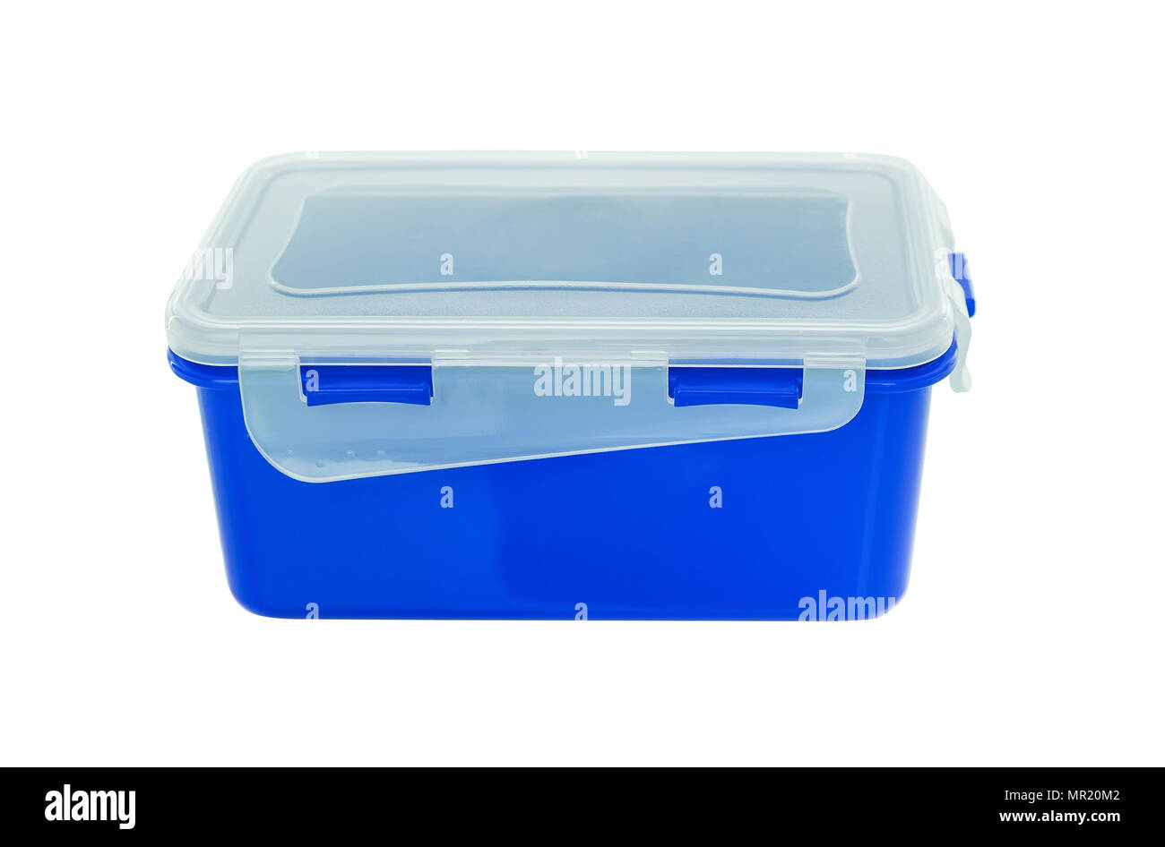 Récipient en plastique pour manger. Isolé sur fond blanc. Banque D'Images