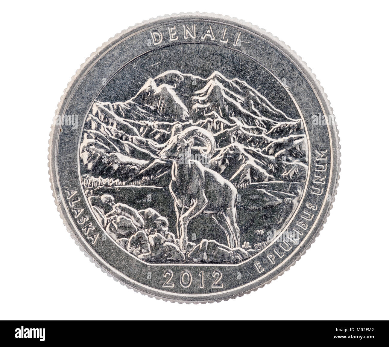 Pièce commémorative de l'Alaska Denali trimestre isolated on white Banque D'Images