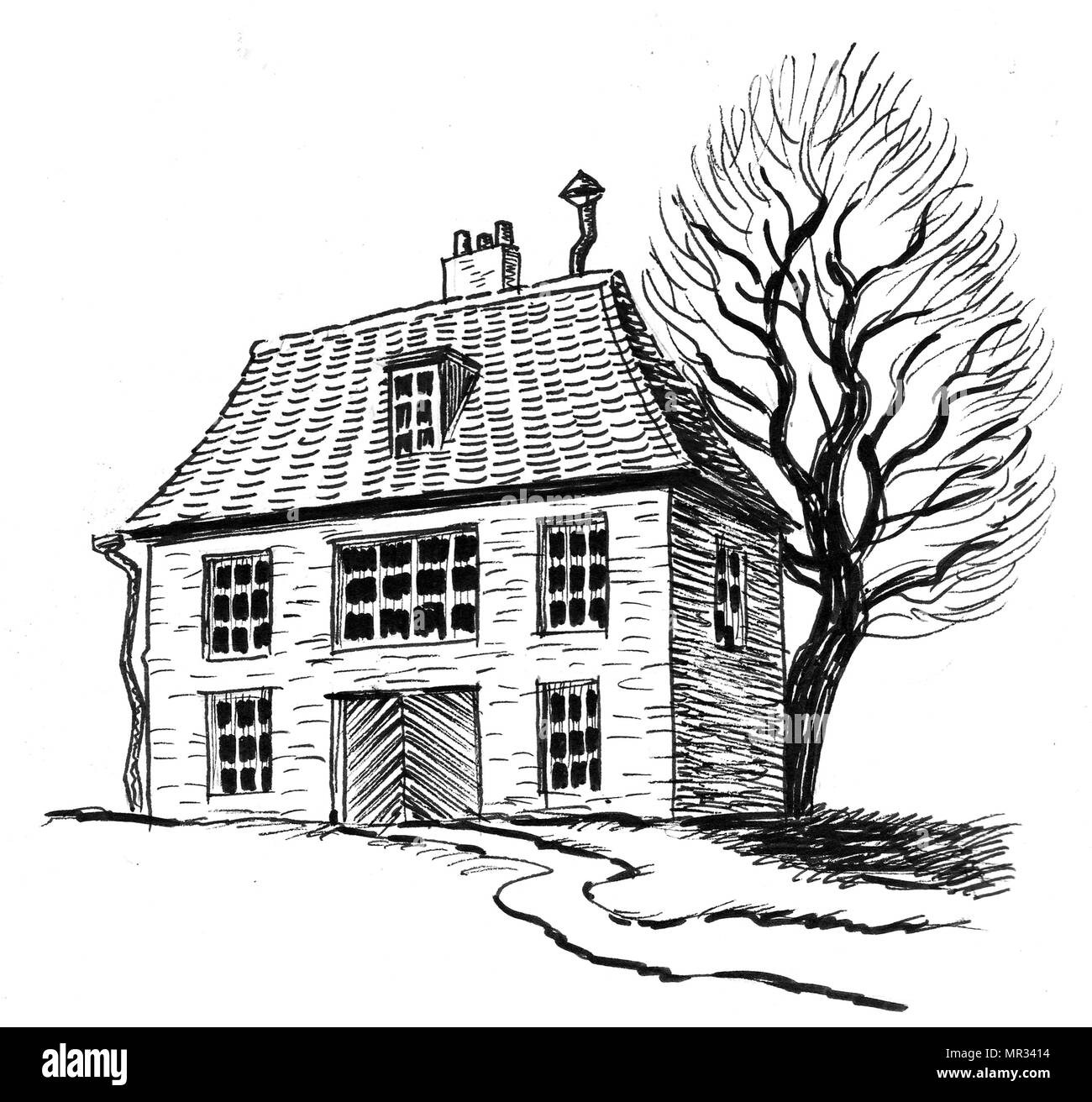 Maison Noir Et Blanc Dessin - burnsocial