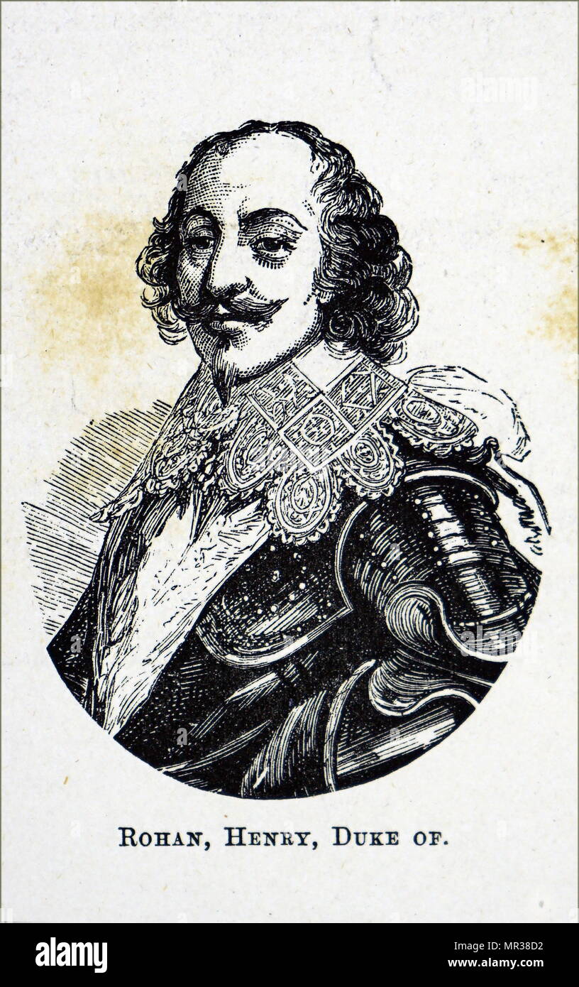 Portrait d'Henri, duc de Rohan (1579-1638), un soldat français, écrivain et leader des Huguenots. En date du 17e siècle Banque D'Images