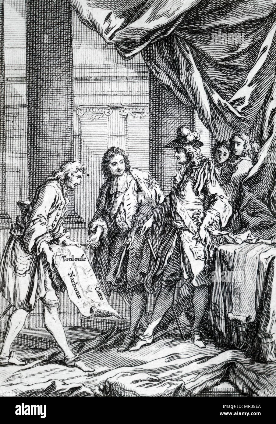 Gravure représentant Louis XV de France (1710-1774), connu sous le nom de Louis le bien-aimé, un monarque de la Maison de Bourbon. En date du 18e siècle Banque D'Images