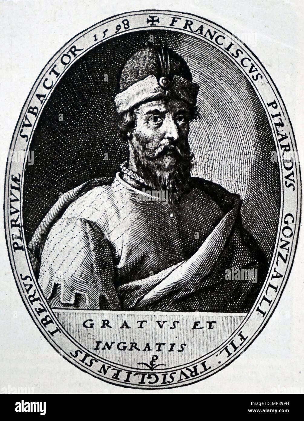 Portrait de Francisco Pizarro (ch. 1478-1541) un conquistador espagnol qui a mené une expédition qui a conquis l'Empire Inca. En date du 16e siècle Banque D'Images