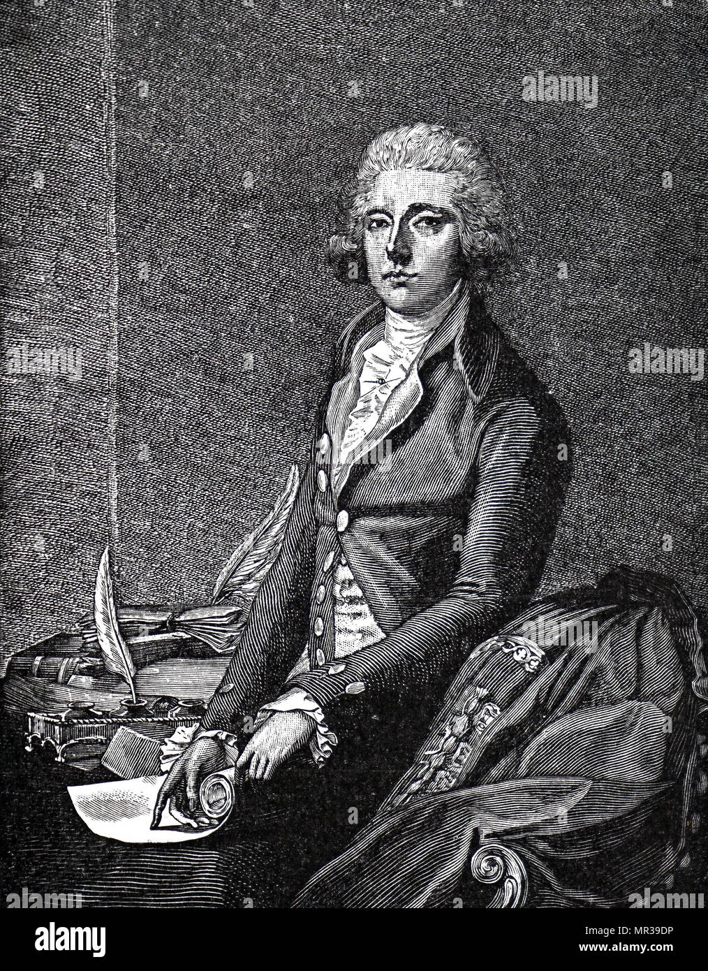 Portrait de William Pitt le Jeune (1759-1806) un homme d'État conservateur et le plus jeune premier ministre à l'âge de 24 ans. En date du 18e siècle Banque D'Images