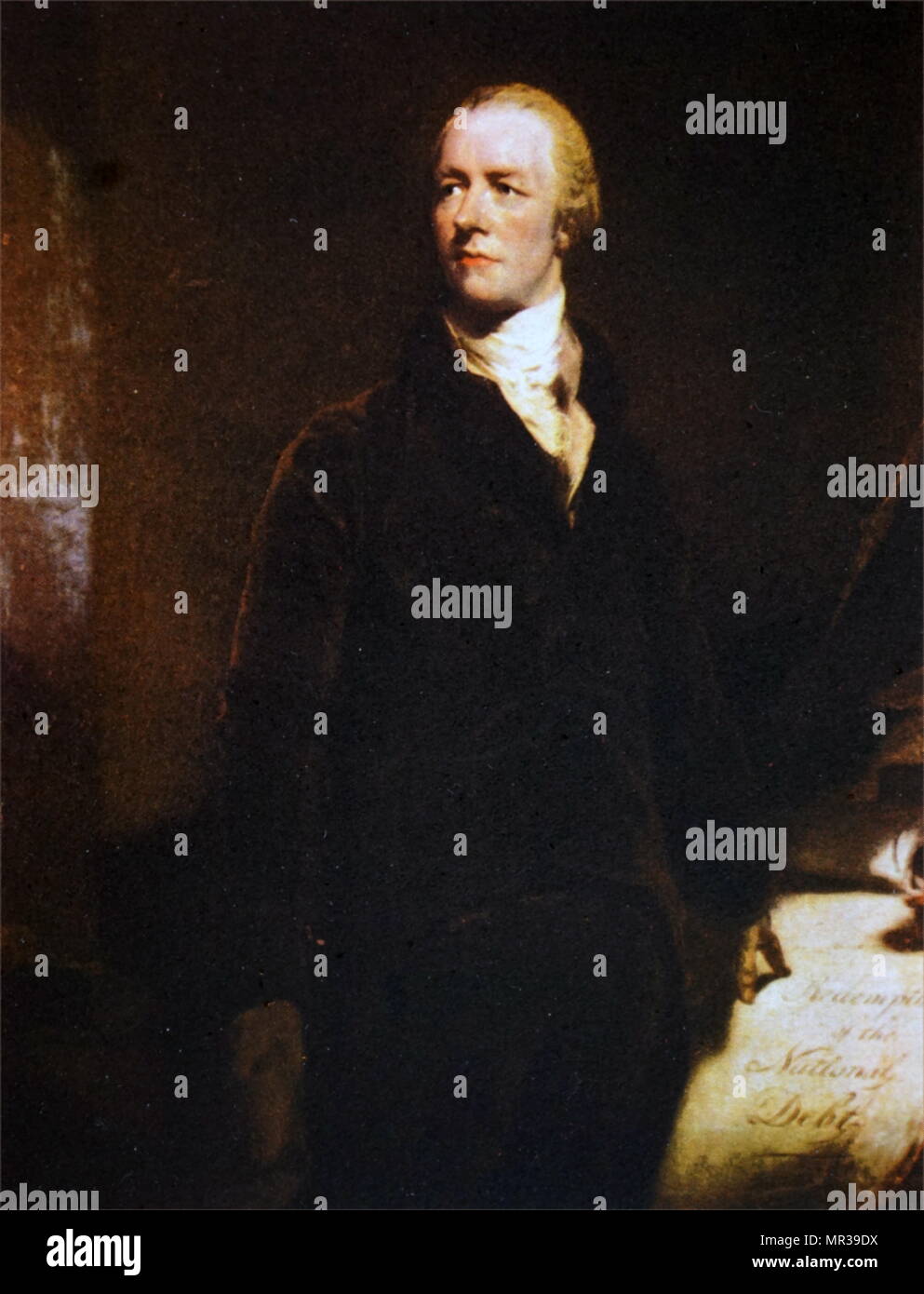 Portrait de William Pitt le Jeune (1759-1806) un homme d'État conservateur et le plus jeune premier ministre à l'âge de 24 ans. Tableau par sir Thomas Lawrence (1769-1830) un peintre de portrait anglais et le quatrième président de la Royal Academy. En date du 18e siècle Banque D'Images