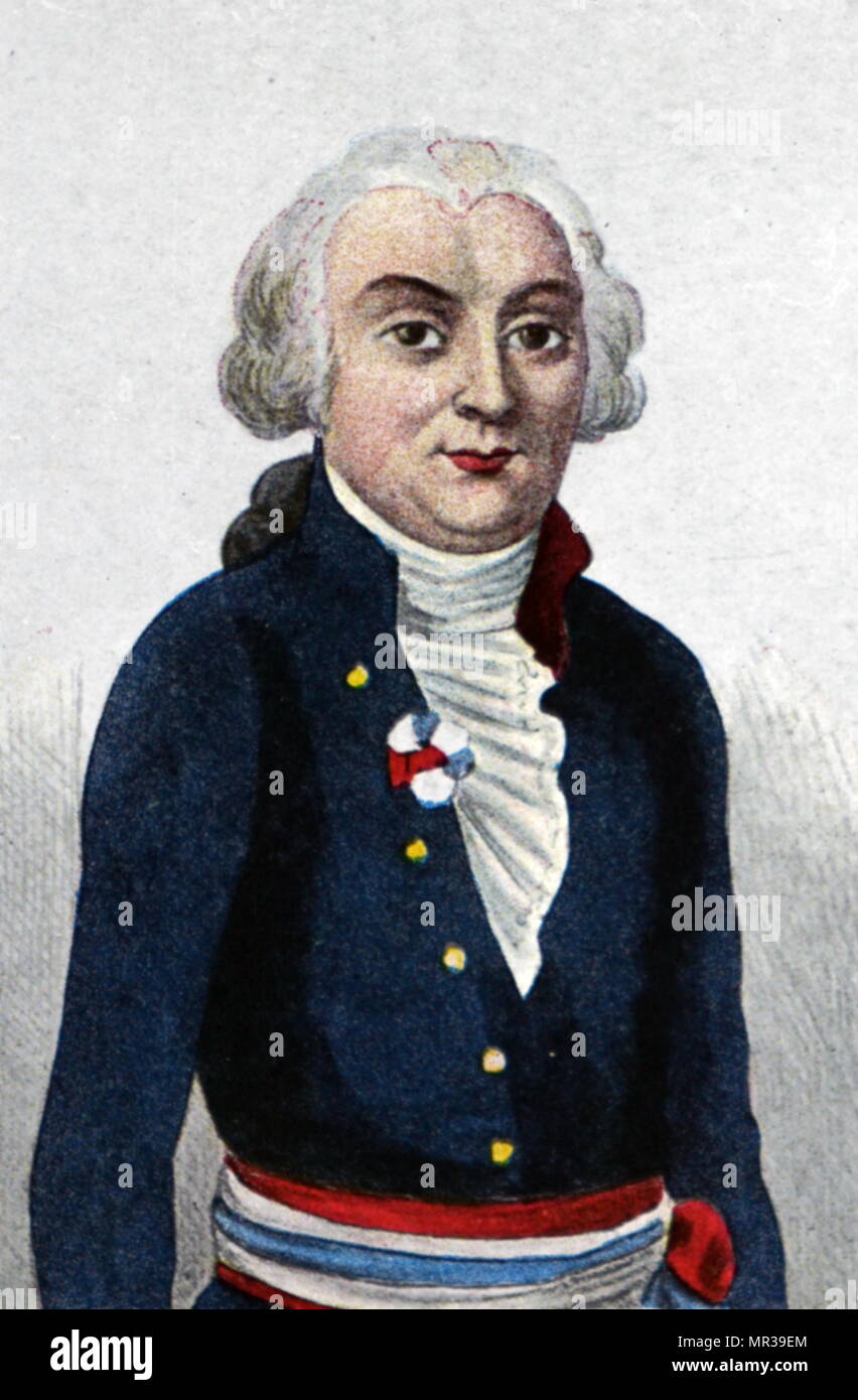 Portrait de Jérôme Pétion de Villeneuve (1756-1794) un écrivain et homme politique qui a servi en tant que deuxième maire de Paris. En date du 18e siècle Banque D'Images