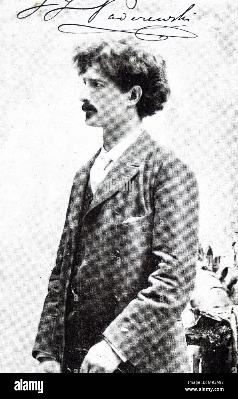 Portrait photographique de Ignacy Jan Paderewski (1860-1941) un pianiste et compositeur polonais, homme politique, homme d'État et porte-parole de l'indépendance de la Pologne. En date du 19e siècle Banque D'Images