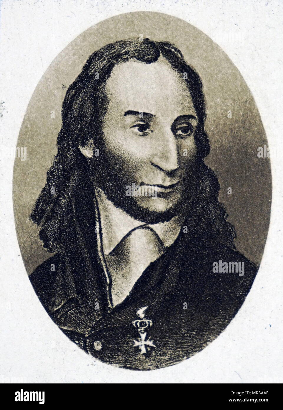 Portrait de Niccolo Paganini (1782-1840) un violoniste italien, guitariste et compositeur. En date du 19e siècle Banque D'Images