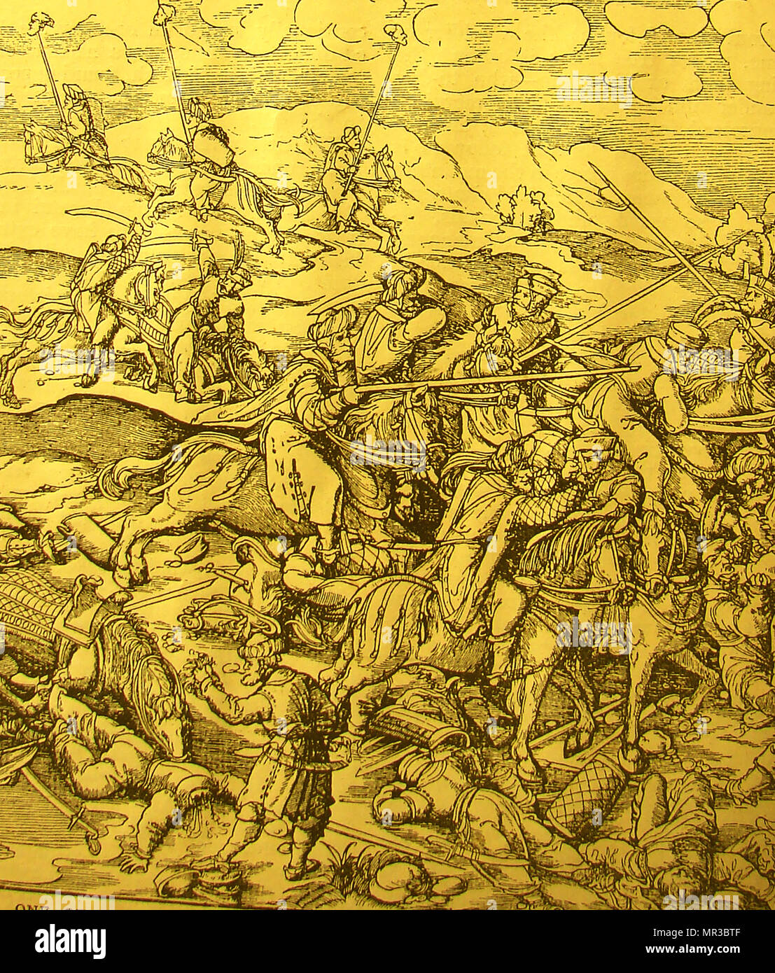 1907 Une illustration d'une bataille du 12e siècle entre les Turcs et les Mongols Banque D'Images