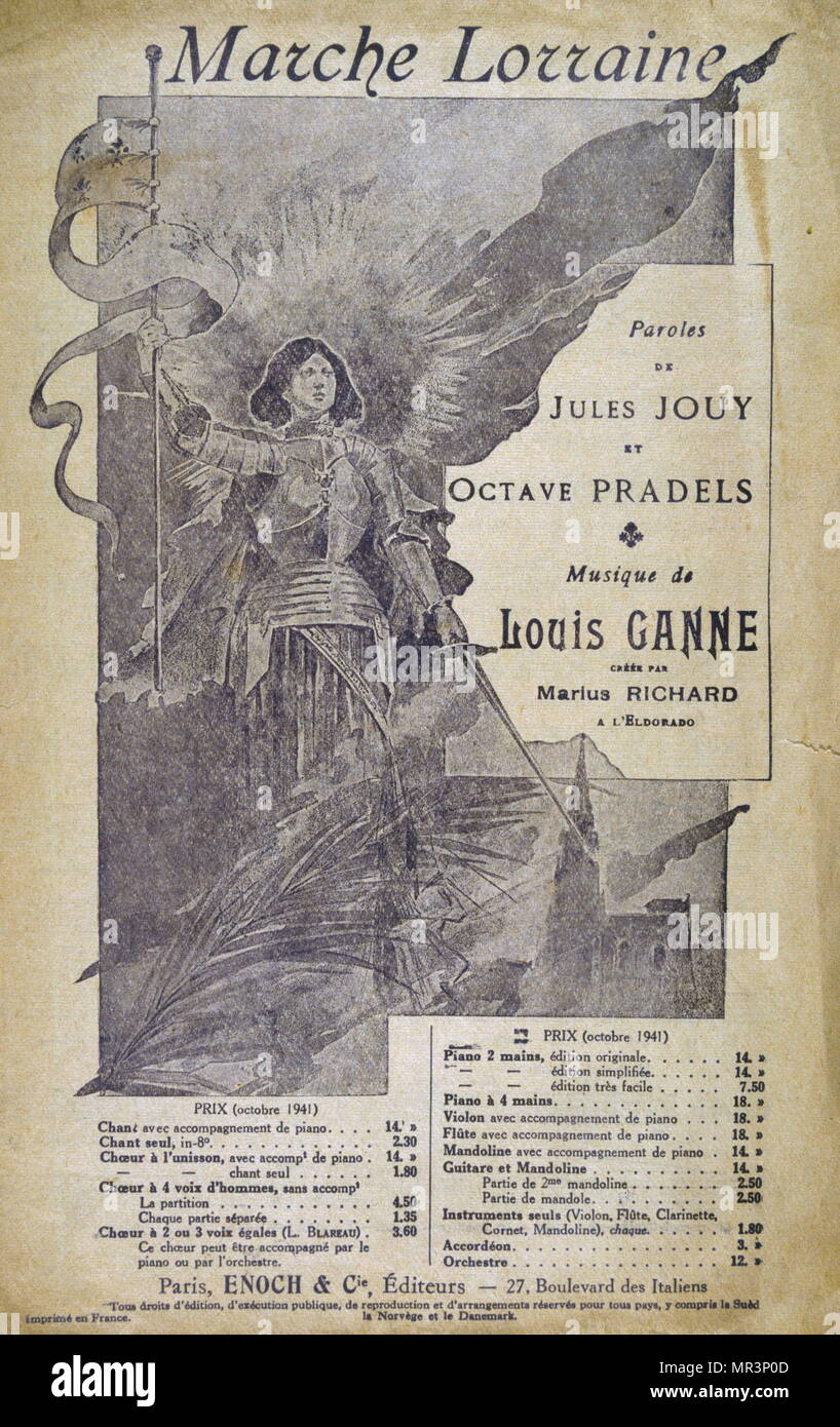 Marches Partition Lorraine par Louis-Gaston Ganne (1862 - mort à Paris, 13-14 juillet 1923). d'orchestre et compositeur français d'opéras, opérettes, ballets, et des marches. Banque D'Images