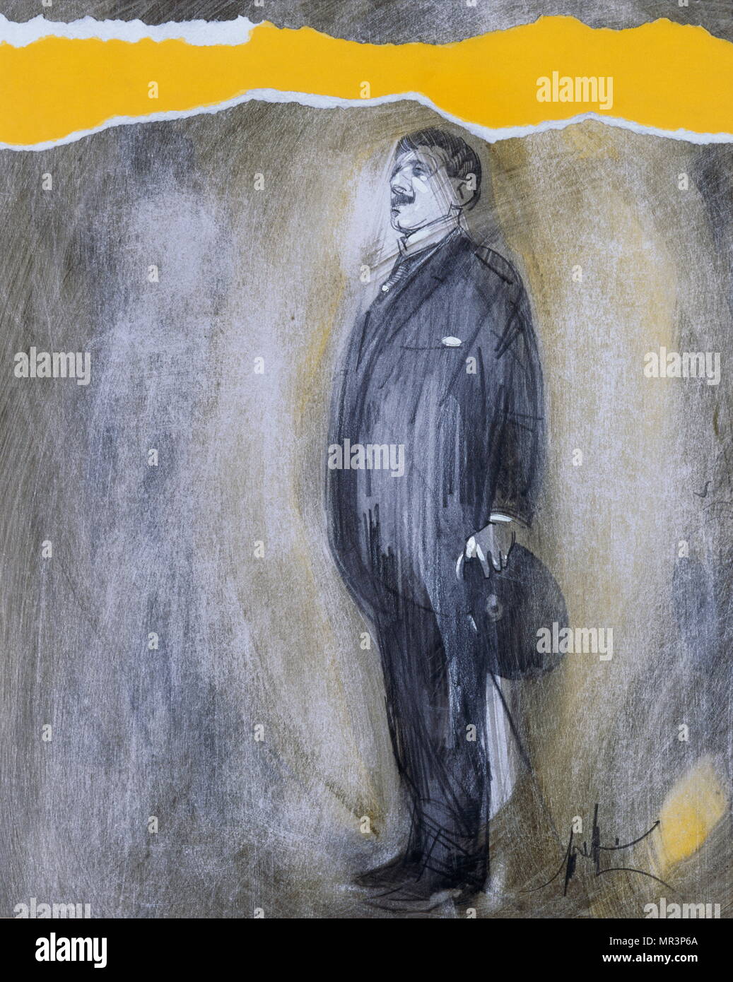 Marcel Proust (1871 - 1922), romancier français,. Portrait sur une affiche par Raymond Moretti (1931-2005), un peintre et sculpteur français. Banque D'Images