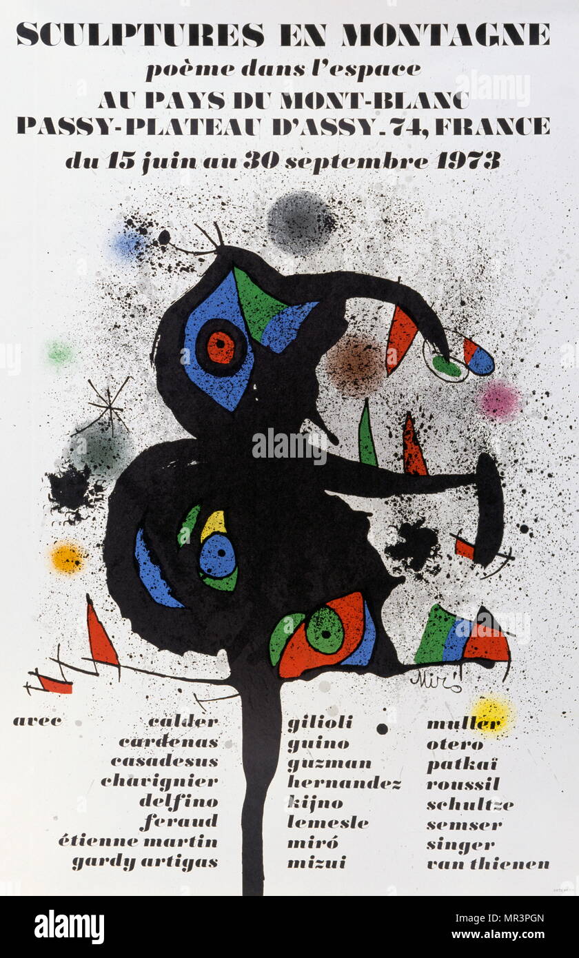 Style surréaliste lithographie vers 1973 par l'artiste espagnol Joan Miro.(1893 - 1983), peintre, sculpteur et céramiste né à Barcelone. Banque D'Images