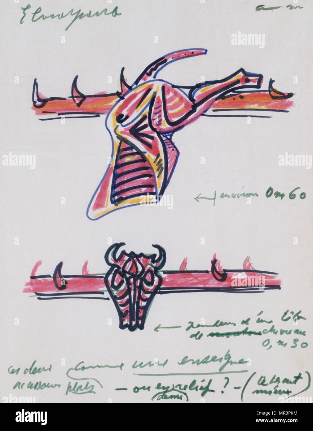 Design par André Masson, pour la mise en scène de 'Elocquente' par Georges Limbour) ; André Masson (1896 - 1987), artiste français, associés avec le surréalisme, et de dessin automatique. Banque D'Images