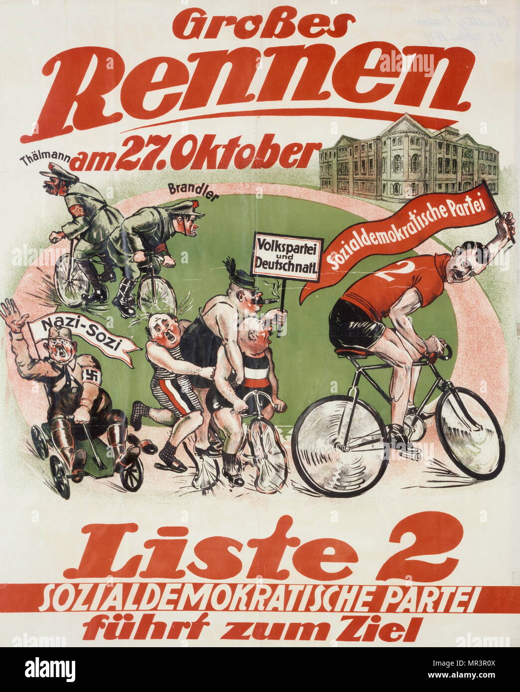 Parti social-démocrate allemand (SPD), (anti-nazi), la propagande affiche de l'élection régionale de Baden en octobre 1929 Banque D'Images