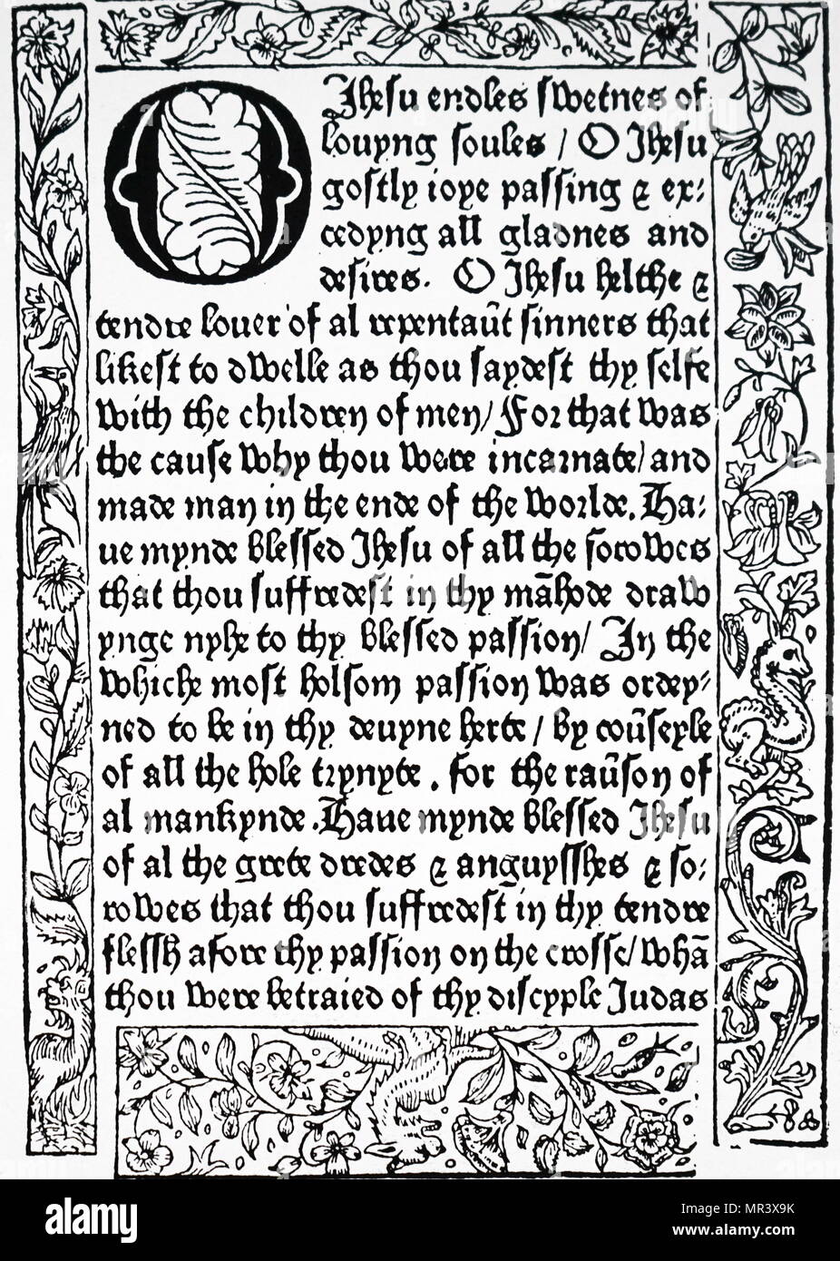 La page de William Caxton's Bible. William Caxton (1422-1491) Un marchand anglais, diplomate, écrivain et de l'imprimante. En date du 15e siècle Banque D'Images