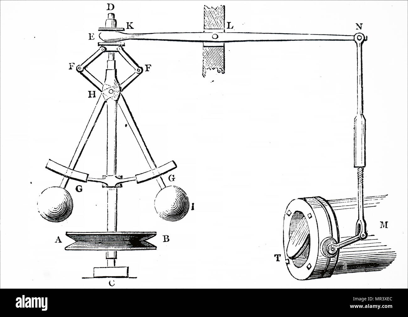 Gravure illustrant le condenseur de la machine à vapeur de James Watt. James Watt (1736-1819), un inventeur écossais, ingénieur mécanicien, et chimiste. En date du 19e siècle Banque D'Images