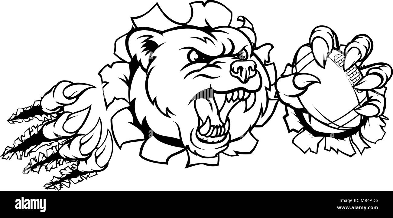 Balle de Football Américain de l'ours en arrière-plan de rupture Illustration de Vecteur