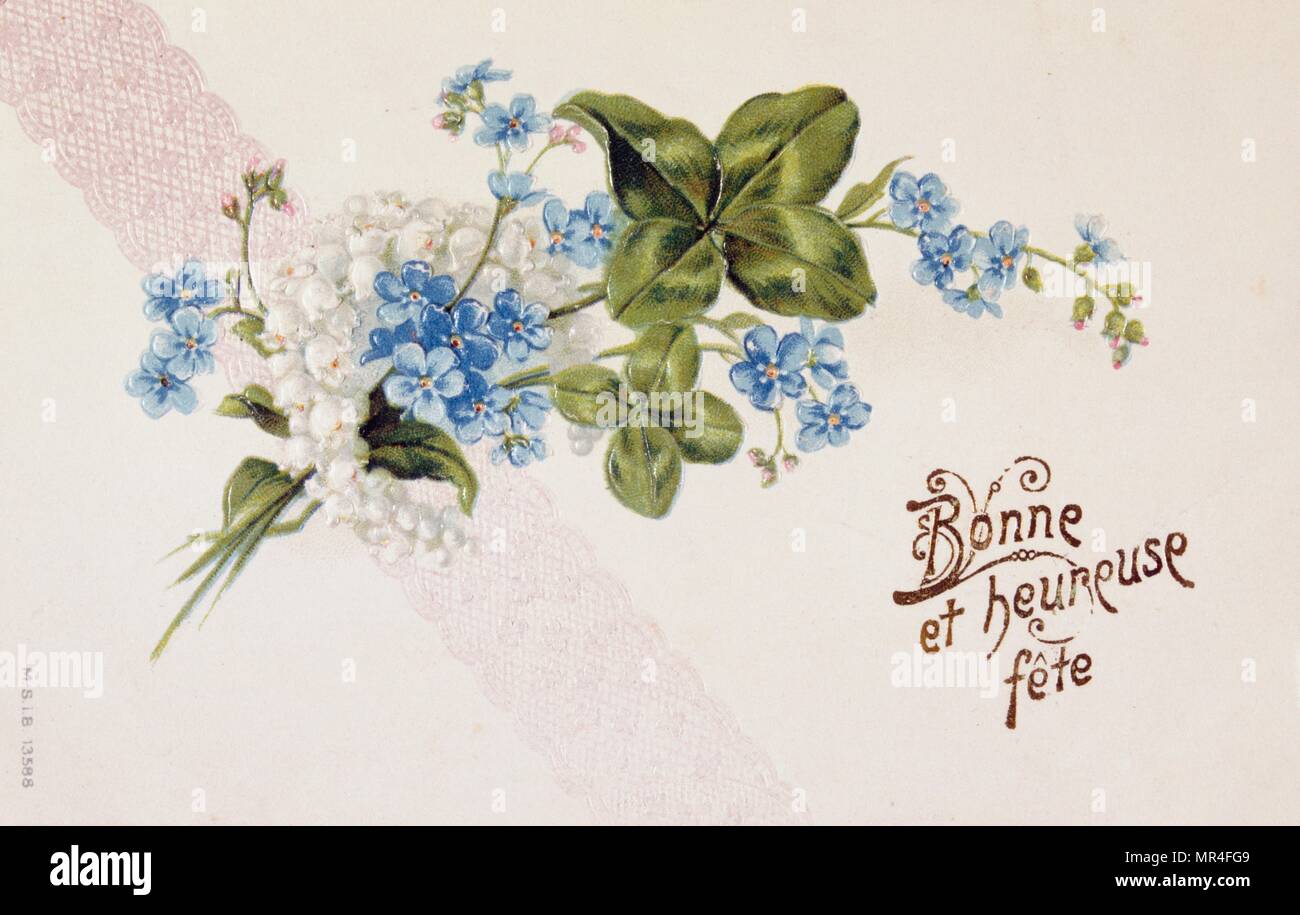 Carte Postale Francaise Avec Des Images De Fleurs 1900 Photo Stock Alamy