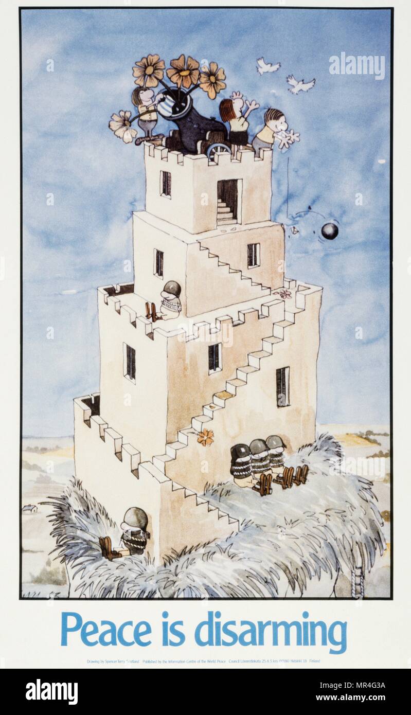 Anti-américain des armes nucléaires environ 1975 affiche de la paix, produite pendant la guerre froide Banque D'Images