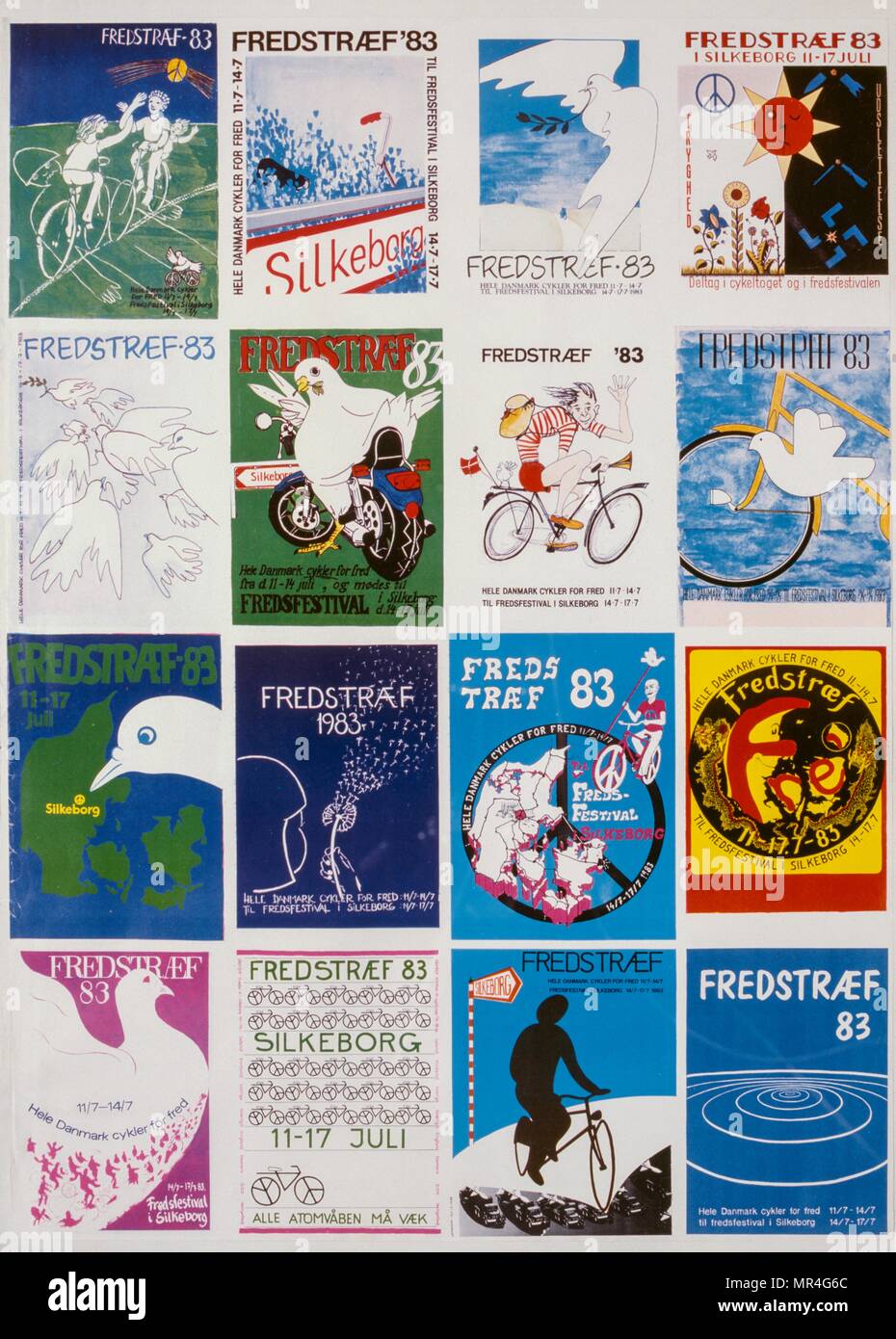 Montage d'affiches de la campagne de désarmement des Nations Unies de 1983 au cours de la guerre froide Banque D'Images