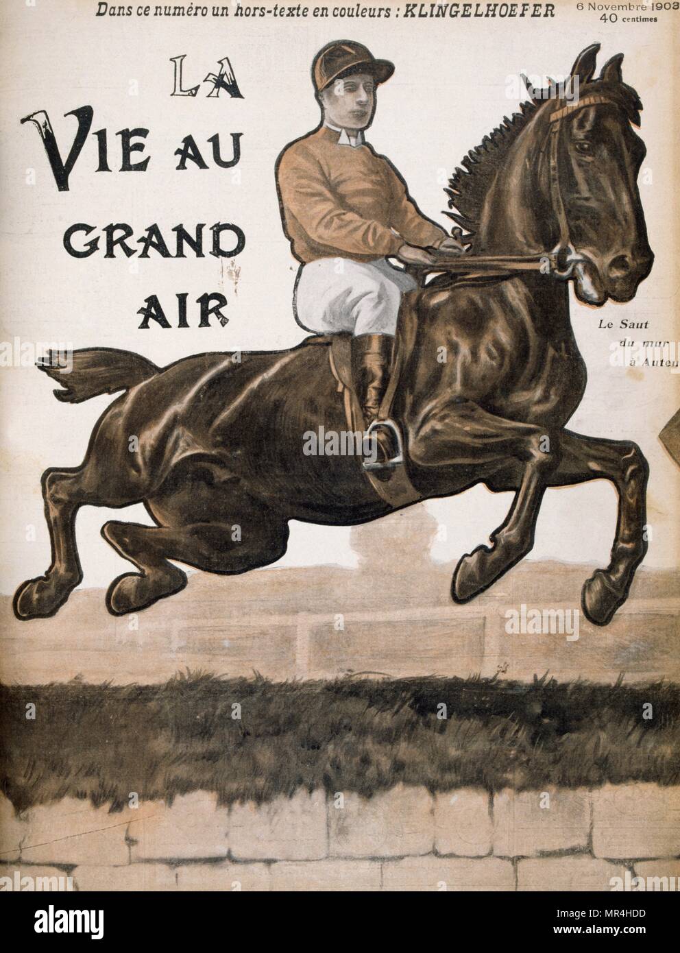 Caricature d'un cheval et jockey, Horseracing 1903 Banque D'Images