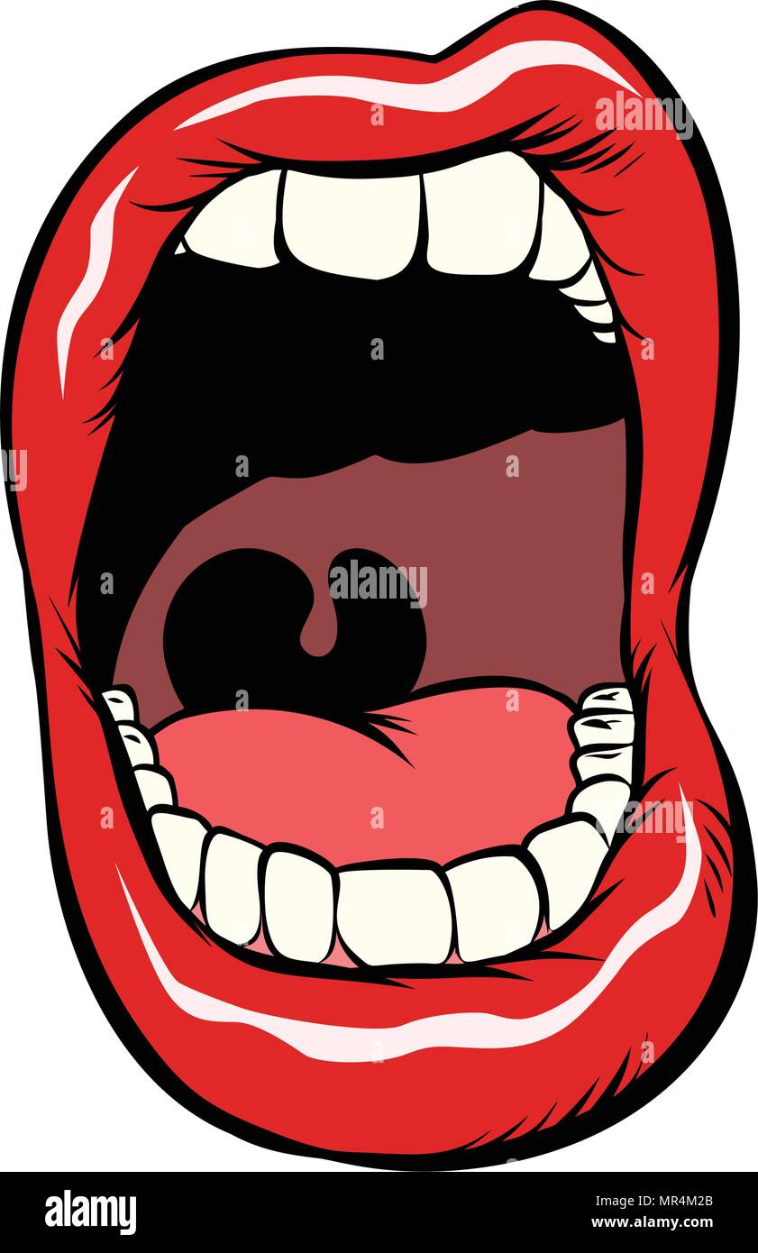 Bouche ouverte avec dents isoler sur fond blanc Illustration de Vecteur
